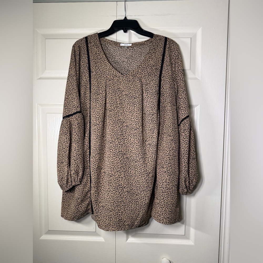 JODIFL Women’s Long Sleeve Leopard Cheetah‎ Print Blouse Boutique Top